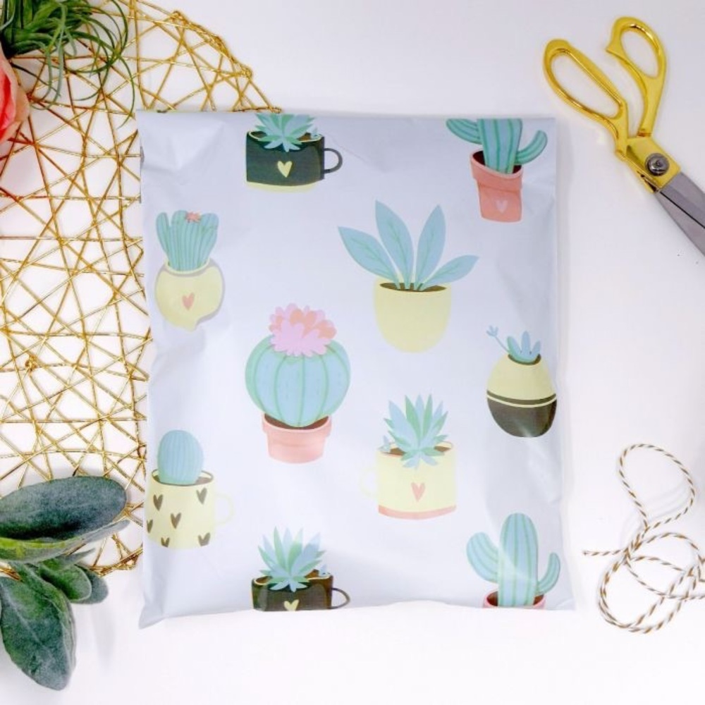 25 (10 x 13) poly mailers - Succulent